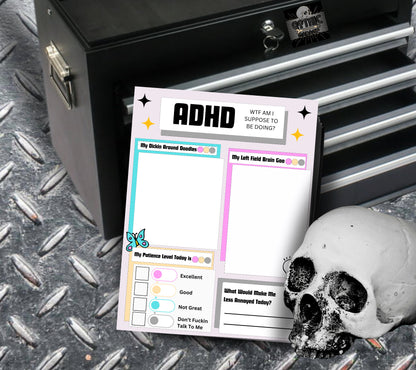 Adult ADHD Humor Notepad, Sarcastic & Sassy, Perfect Gift for Adults Coping with ADHD, Coworkers and Friends