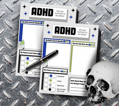 Adult ADHD Humor Notepad, Sarcastic & Sassy, Perfect Gift for Adults Coping with ADHD, Coworkers and Friends