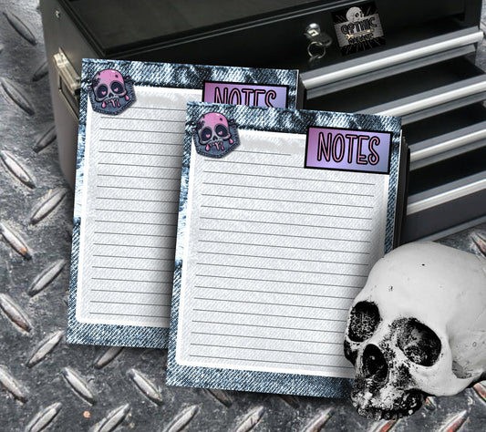 Denim & Dead, Blue Jean Styled Notepad, Goth Stationery for Taking Notes or Task Management, Perfect Personalized Birthday Gift