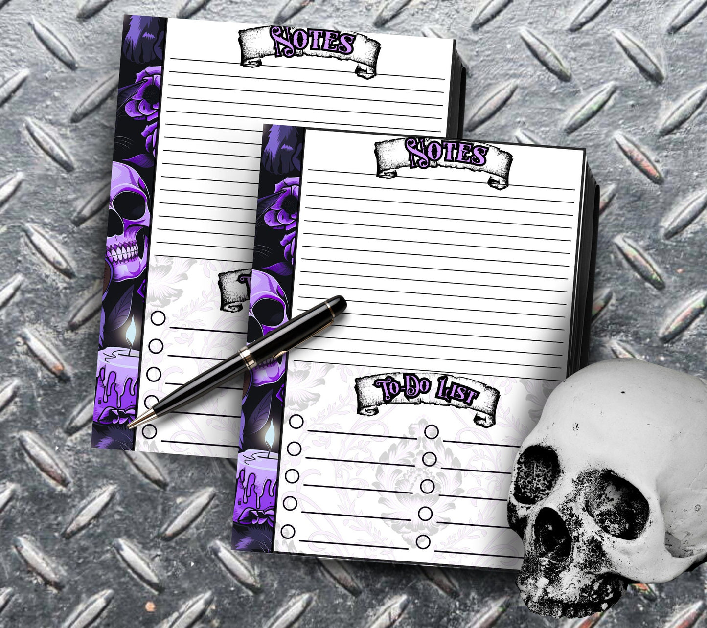 Gothic Midnight Skull & Dark Academia Notepad, Goth Stationery for Taking Notes or Task Management