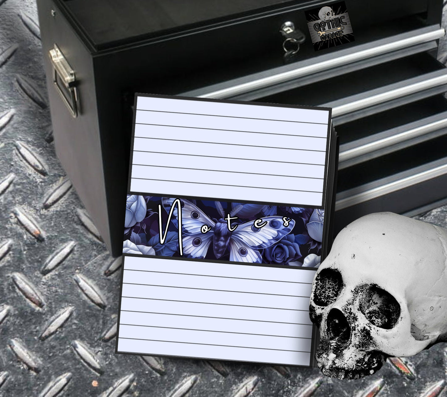 Gothic Rose & Death Head Moth Notepad, Goth Stationery for Taking Notes or Task Management