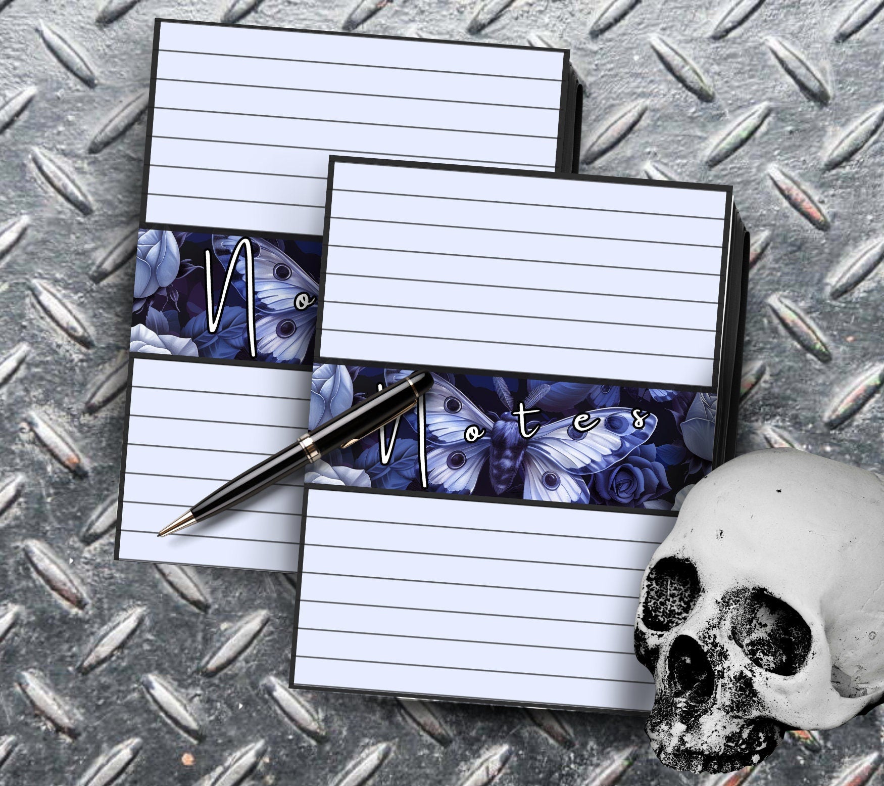 Gothic Rose & Death Head Moth Notepad, Goth Stationery for Taking Notes or Task Management