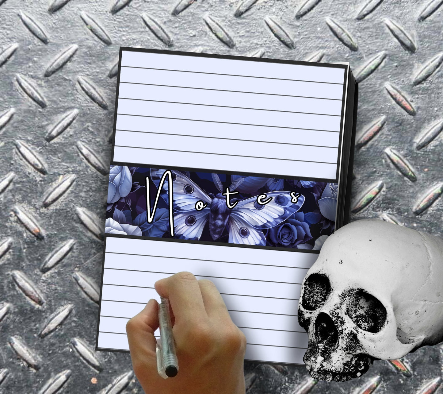 Gothic Rose & Death Head Moth Notepad, Goth Stationery for Taking Notes or Task Management