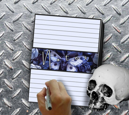 Gothic Rose & Death Head Moth Notepad, Goth Stationery for Taking Notes or Task Management