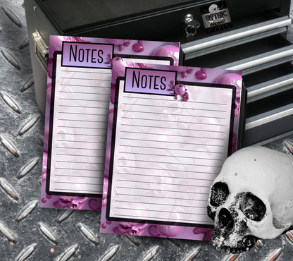 Gothic Skull Cherries Notepad, Goth Stationery for Taking Notes or Task Management, Perfect Personalized Birthday Gift