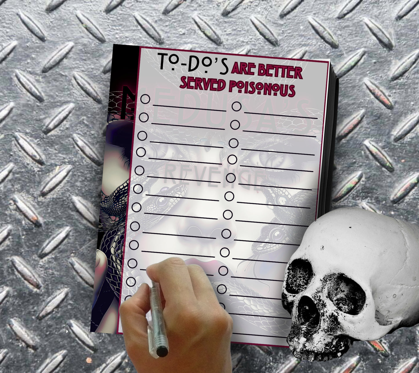 Medusa’s Revenge To-Do List Notepad, Goth Stationery for Taking Notes or Task Management, Perfect Personalized Birthday or Anniversary Gift