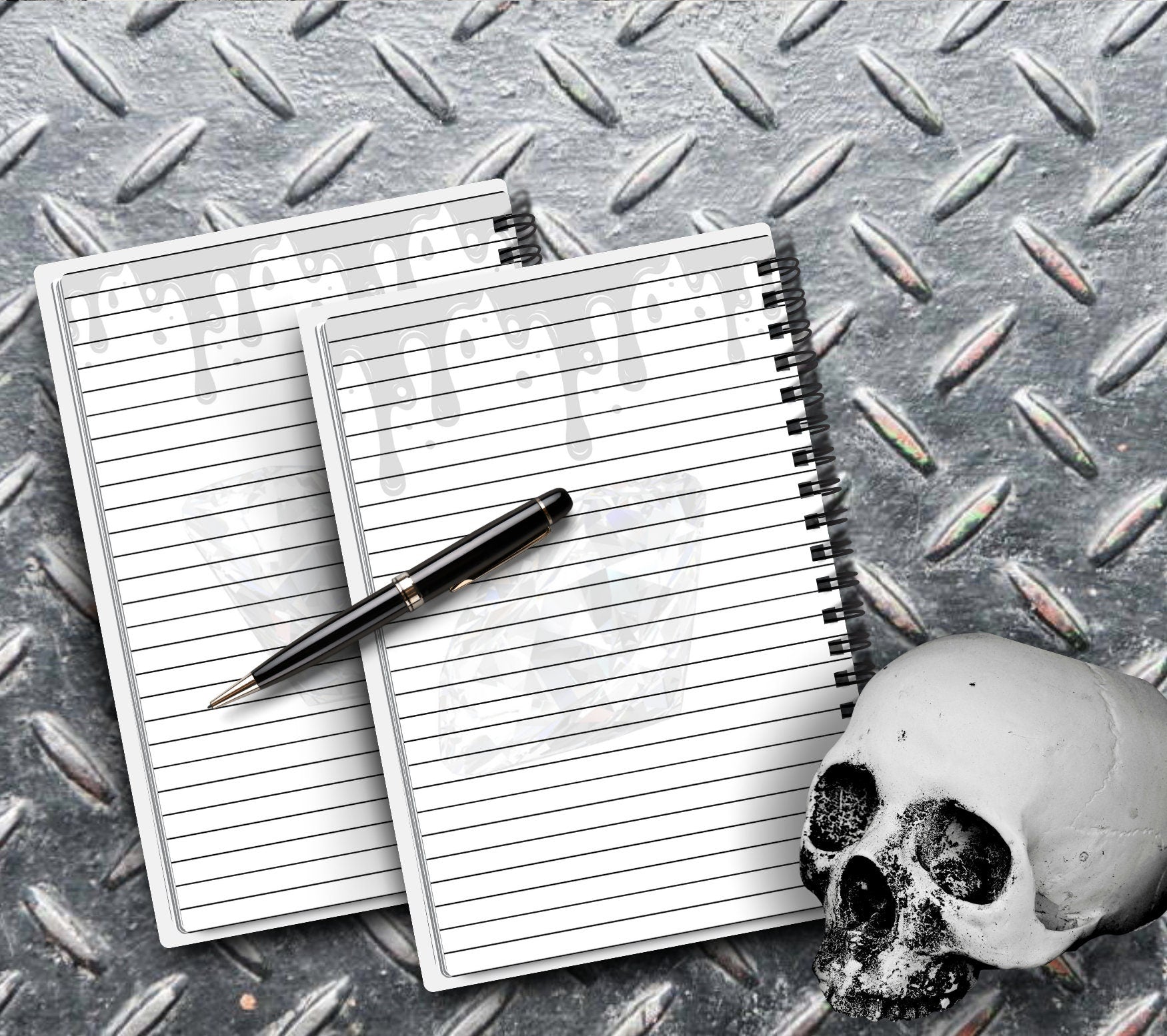 Boujie Diamond Skeleton Notebook Writing Journal, Lined Notebook for Personal Task and Notes, Keep Track of Your Daily Life