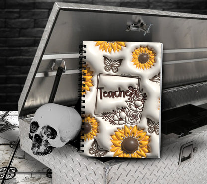 Teacher Sunflower Notebook Writing Journal, Lined Notebook for Classroom Task and Notes, Perfect Gift for Teacher Appreciation