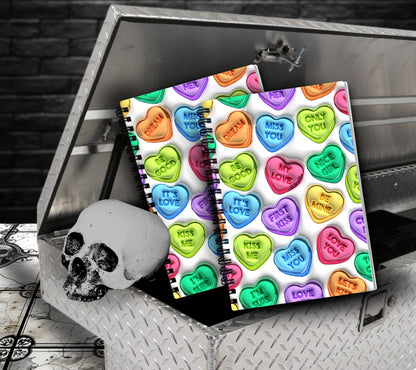 Valentines Candy Hearts Notebook Writing Journal, Lined Notebook for Personal Task and Notes, Perfect For Kids School Notes