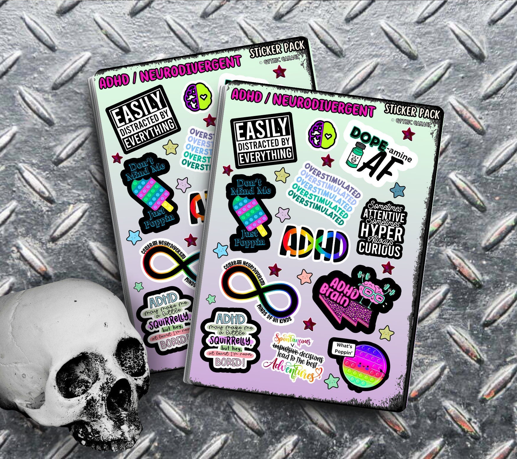 ADHD/Neurodivergent Funny & Sarcastic Sticker Sheet, Budget Friendly Gift for Friends, Collecting and Scrapbooking