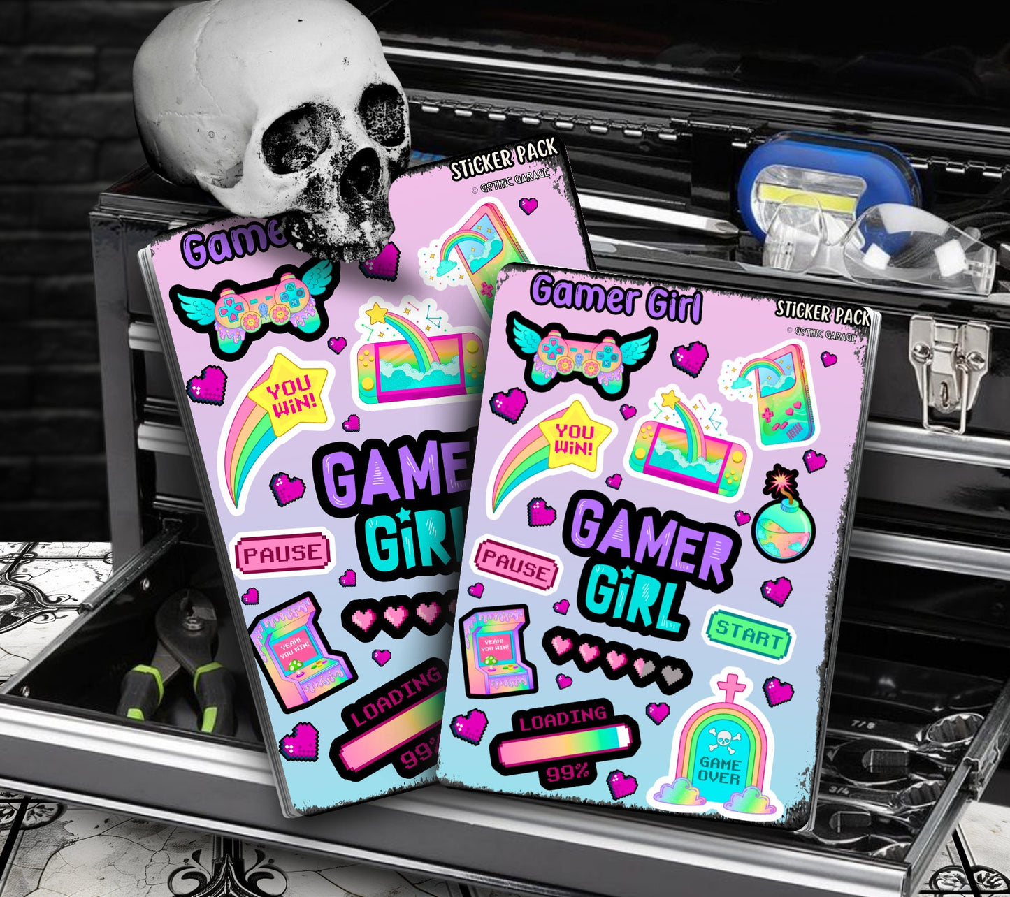 Gamer Girl Rainbow Pastel Sticker Sheets for Collecting and Scrapbooking - High-Quality, Vibrant Designs, Perfect Budget Friendly Gifts