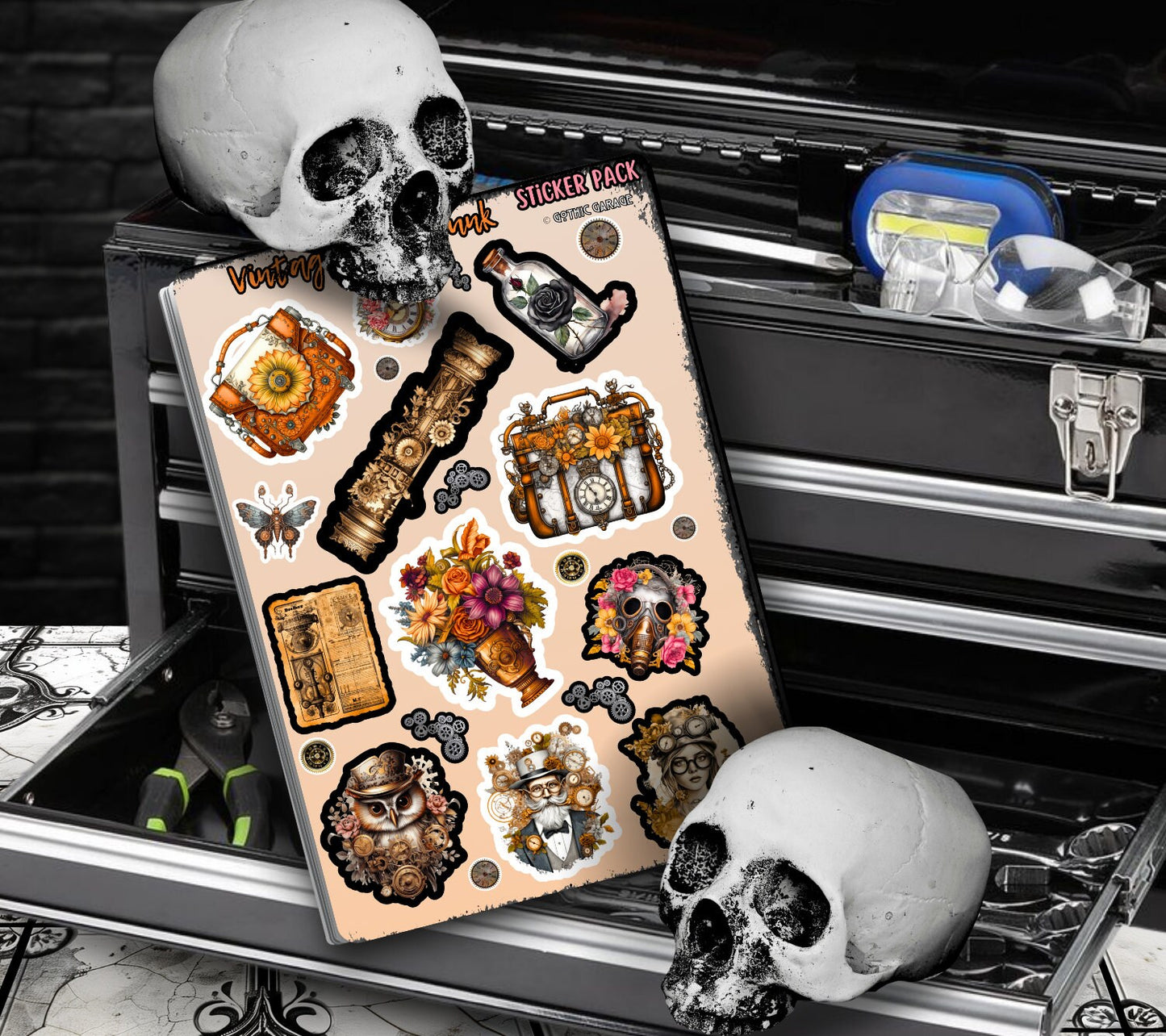 Vintage Steampunk Sticker Sheets for Collecting and Scrapbooking - High-Quality, Vibrant Designs, Perfect Budget Friendly Gifts