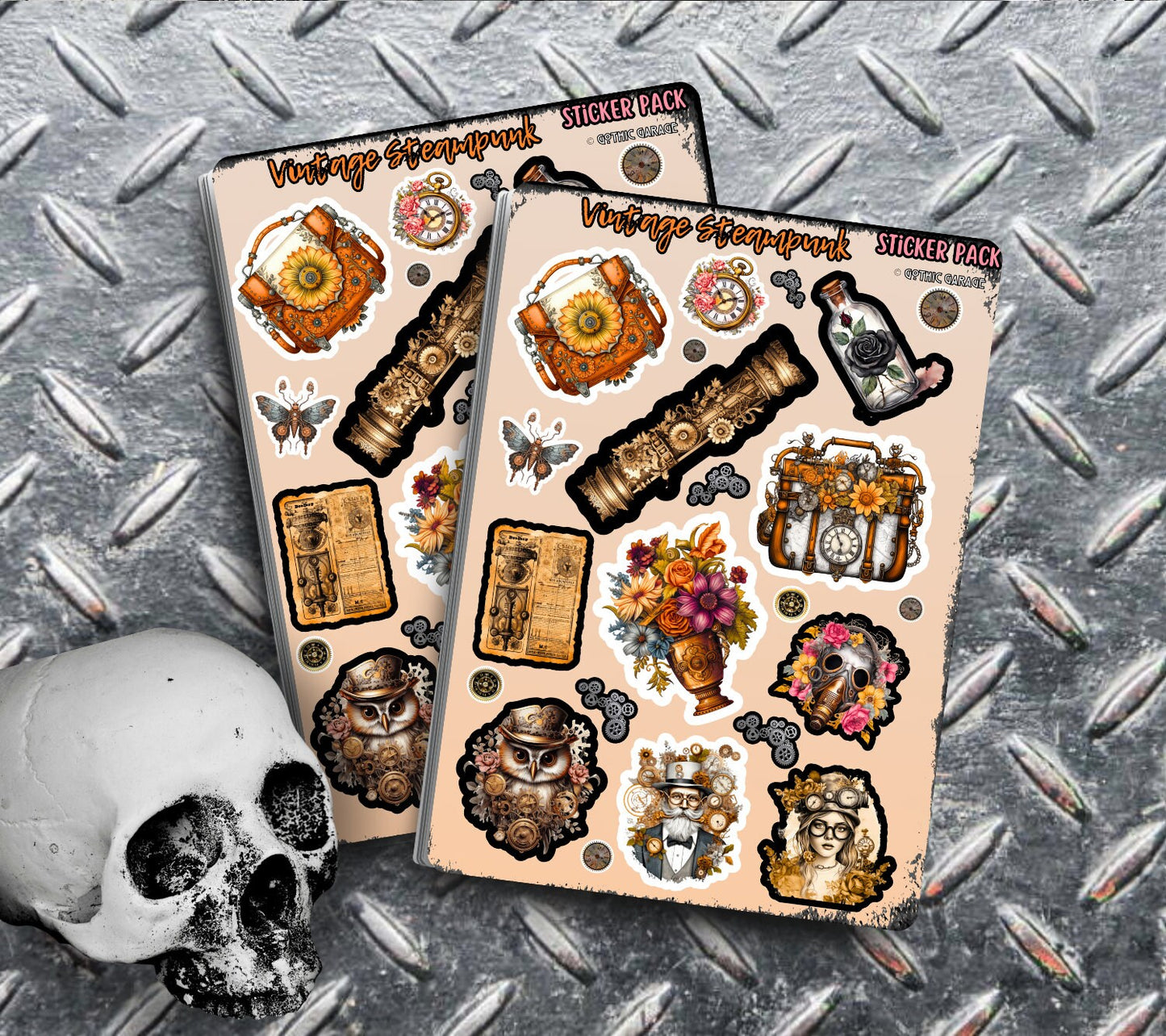 Vintage Steampunk Sticker Sheets for Collecting and Scrapbooking - High-Quality, Vibrant Designs, Perfect Budget Friendly Gifts