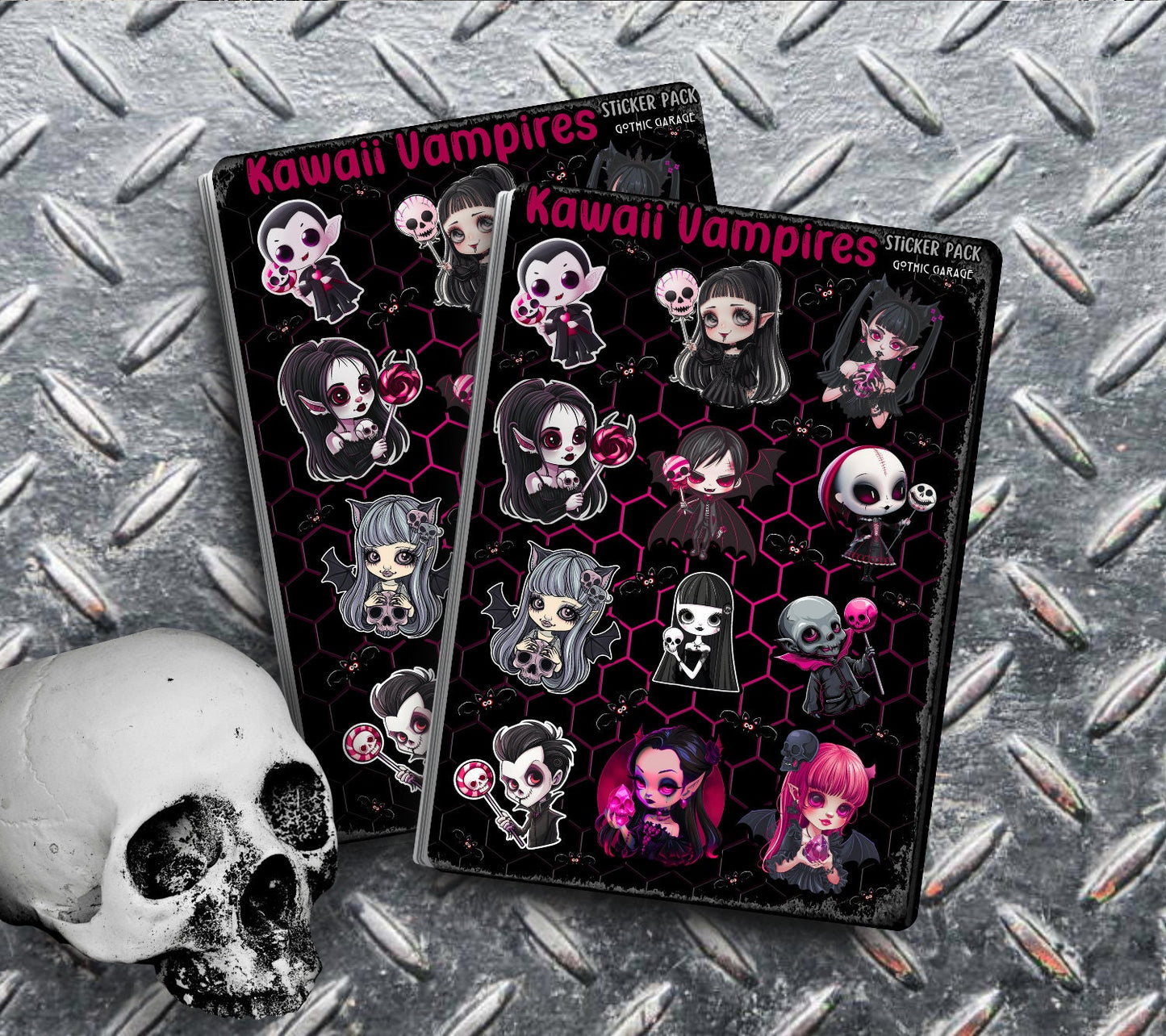 Gothic Kawaii Vampires Sticker Sheets for Collecting and Scrapbooking - High-Quality, Vibrant Designs, Perfect Budget Friendly Gifts