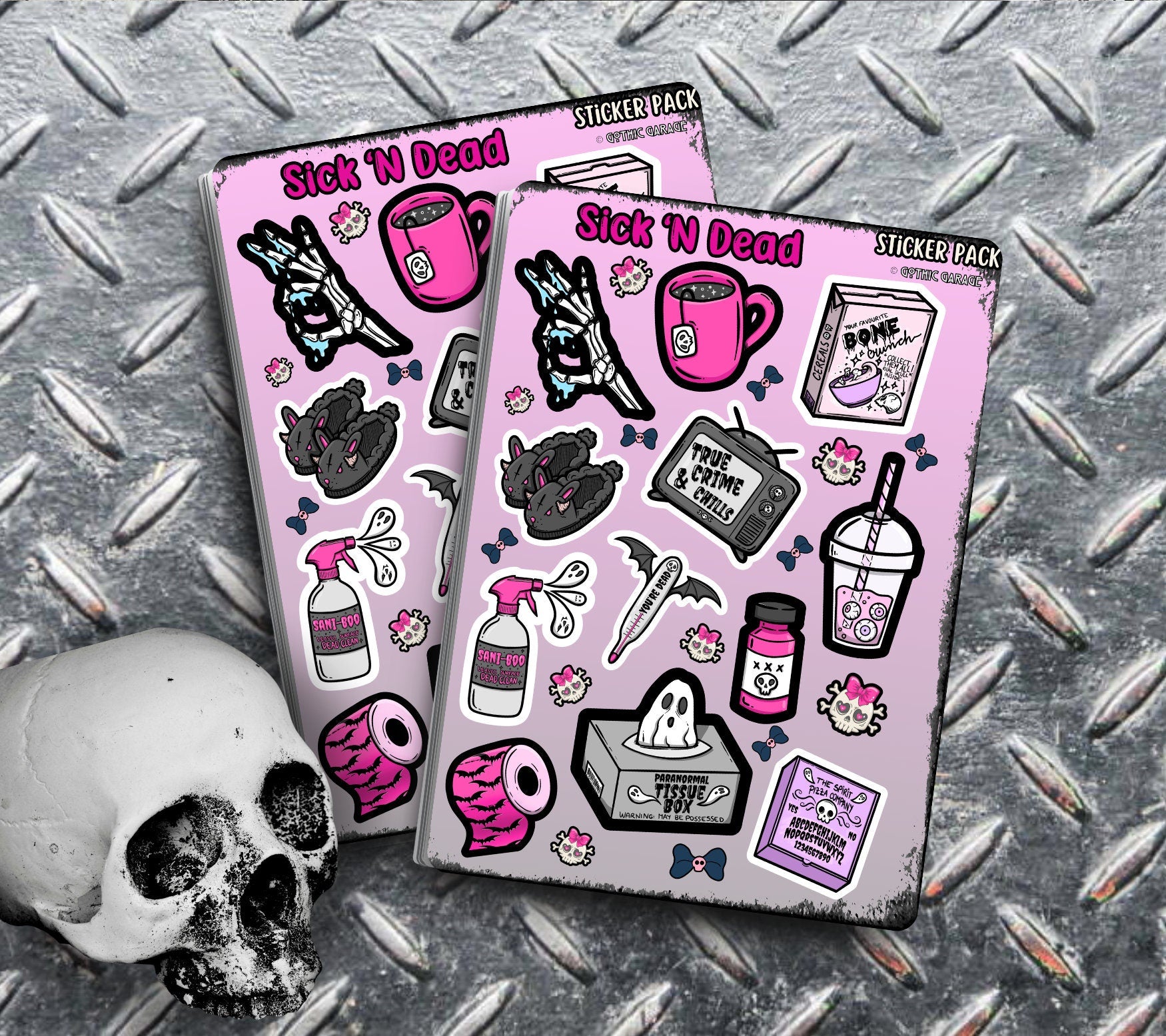 Sick ‘N Dead Gothic Pastel Sticker Sheets for Collecting and Scrapbooking - High-Quality, Vibrant Designs, Perfect Budget Friendly Gifts