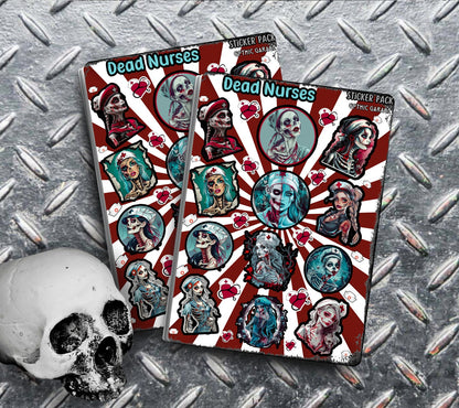 Gothic Dead Nurses Sticker Sheets for Collecting and Scrapbooking - High-Quality, Vibrant Designs, Perfect Budget Friendly Gifts