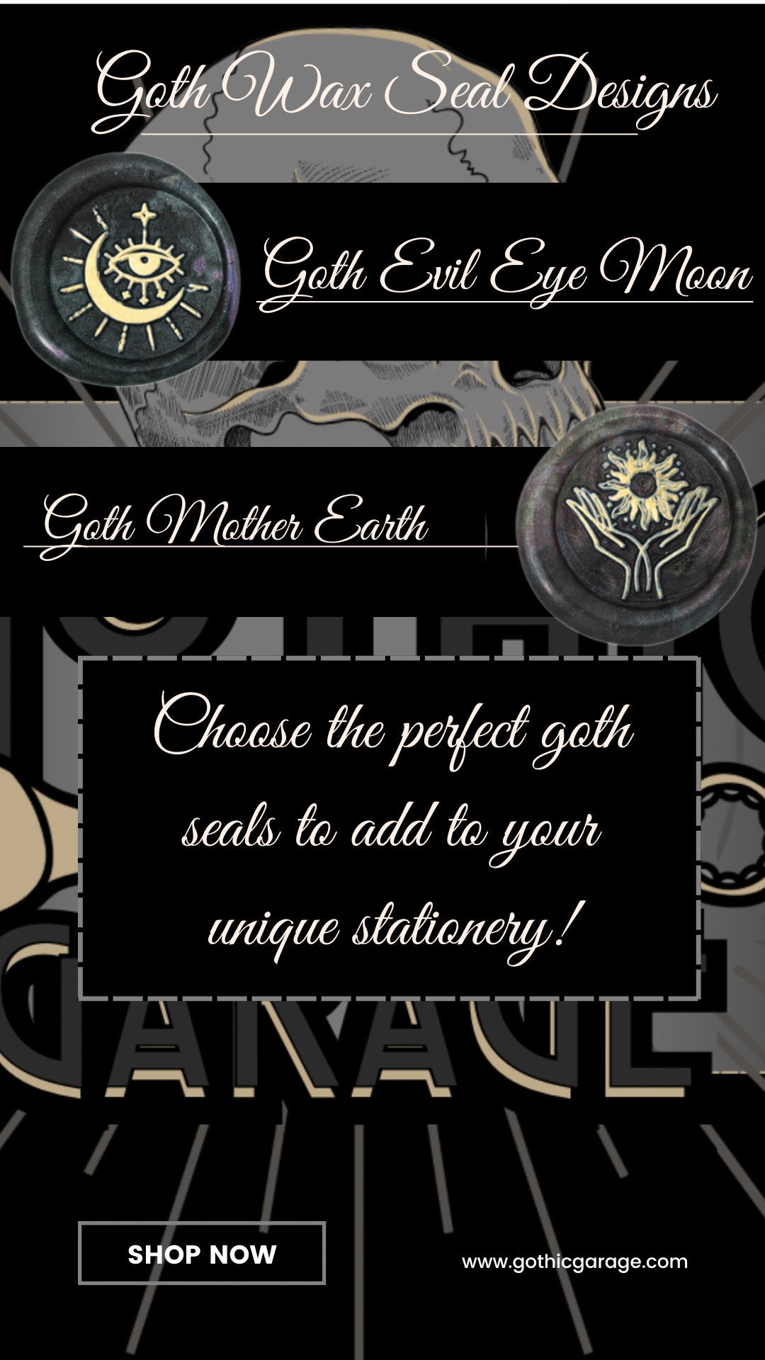 Moonlight Spider & Skulls Soy Wax Seal Sticker, Handpoured and Stamped, Elegant Addition for Gothic Wedding Envelopes and Invitations