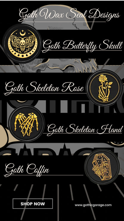 Skeleton Lovers Wax Seal – Gothic Black, Silver or Gold Adhesive Stamp for Letters, Journals & Gifts