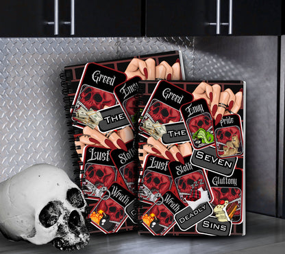 7 Deadly Sins Reusable Sticker Book, Gothic Vibe Sticker Album, Perfect Gift to Personalize for Goth Lovers & Sticker Collectors