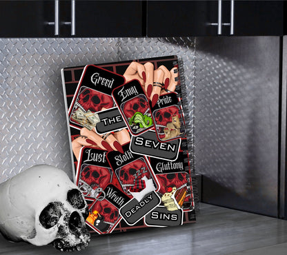 7 Deadly Sins Reusable Sticker Book, Gothic Vibe Sticker Album, Perfect Gift to Personalize for Goth Lovers & Sticker Collectors