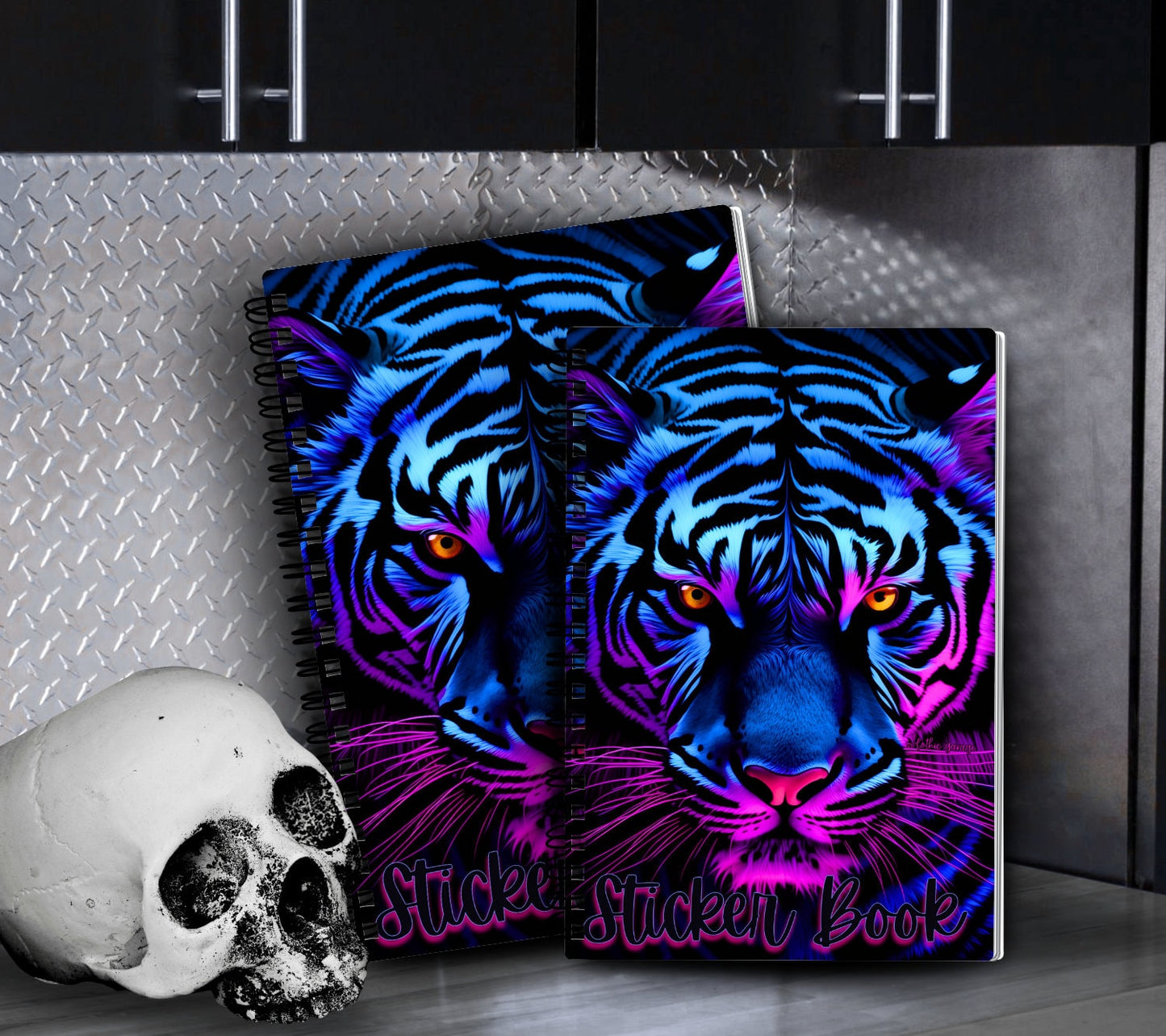 Neon Tiger Reusable Sticker Book, Personalized Waterproof Album and Kid Friendly Design