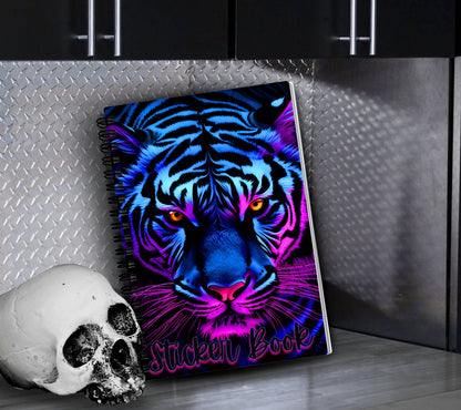 Neon Tiger Reusable Sticker Book, Personalized Waterproof Album and Kid Friendly Design