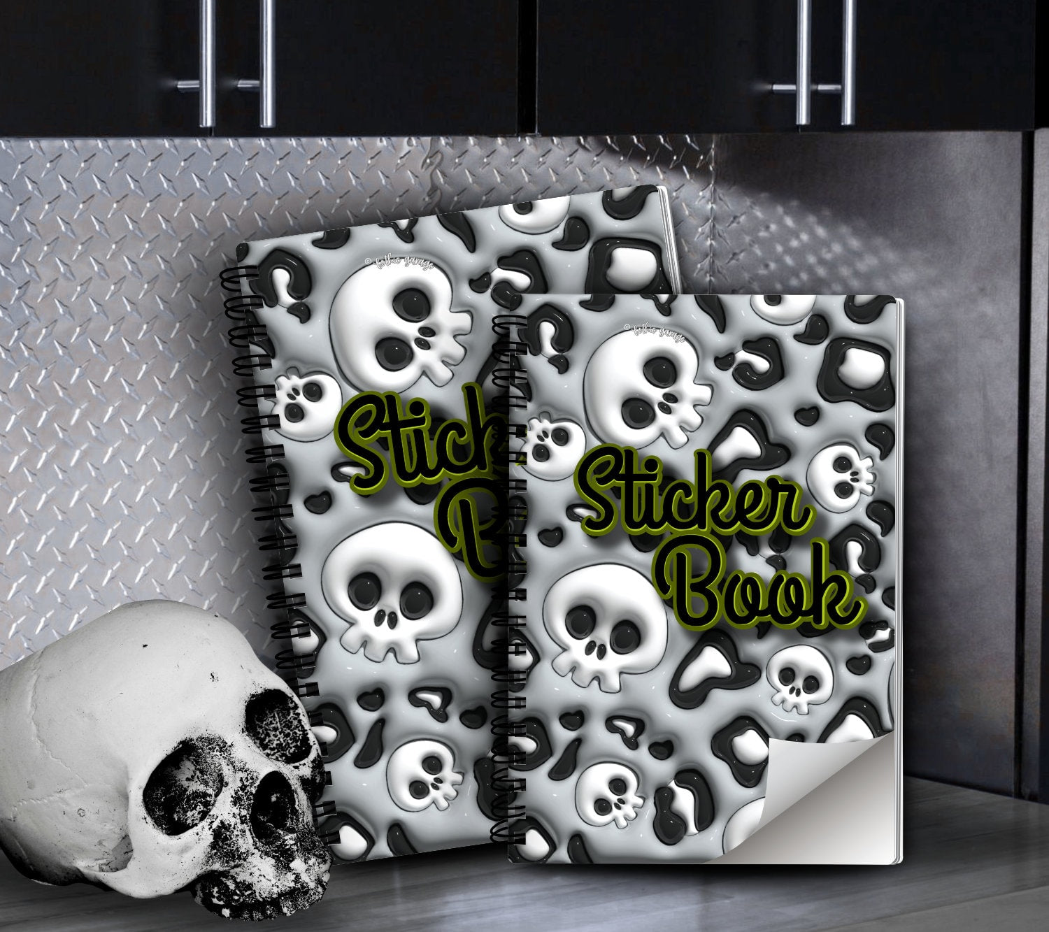 Cartoon Skeletons Reusable Sticker Book, Perfect Gift to Personalize, Kids and Adult Friendly Sticker Organizer