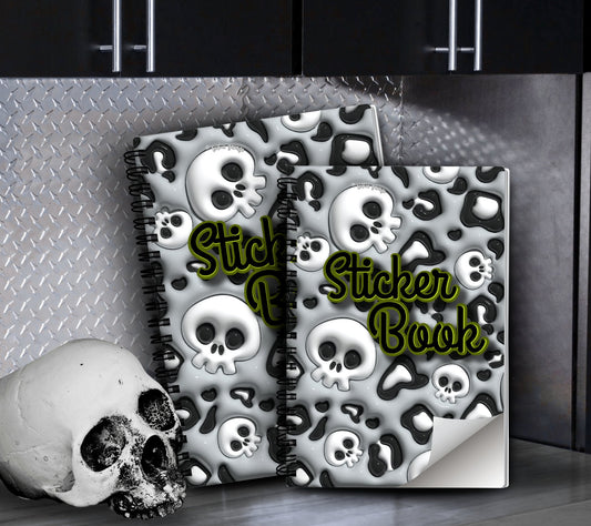 Cartoon Skeletons Reusable Sticker Book, Perfect Gift to Personalize, Kids and Adult Friendly Sticker Organizer