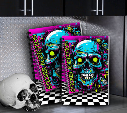 Composition Skull Notebook Reusable Sticker Book, Gothic Vibe Sticker Album, Perfect Gift to Personalize for Goth Lovers & Sticker Collector