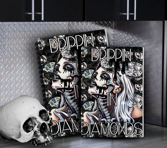 Drippin In Diamonds Skeleton Reusable Sticker Book, Gothic Vibe Sticker Album, Perfect Gift to Personalize for Sticker Collectors