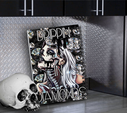 Drippin In Diamonds Skeleton Reusable Sticker Book, Gothic Vibe Sticker Album, Perfect Gift to Personalize for Sticker Collectors