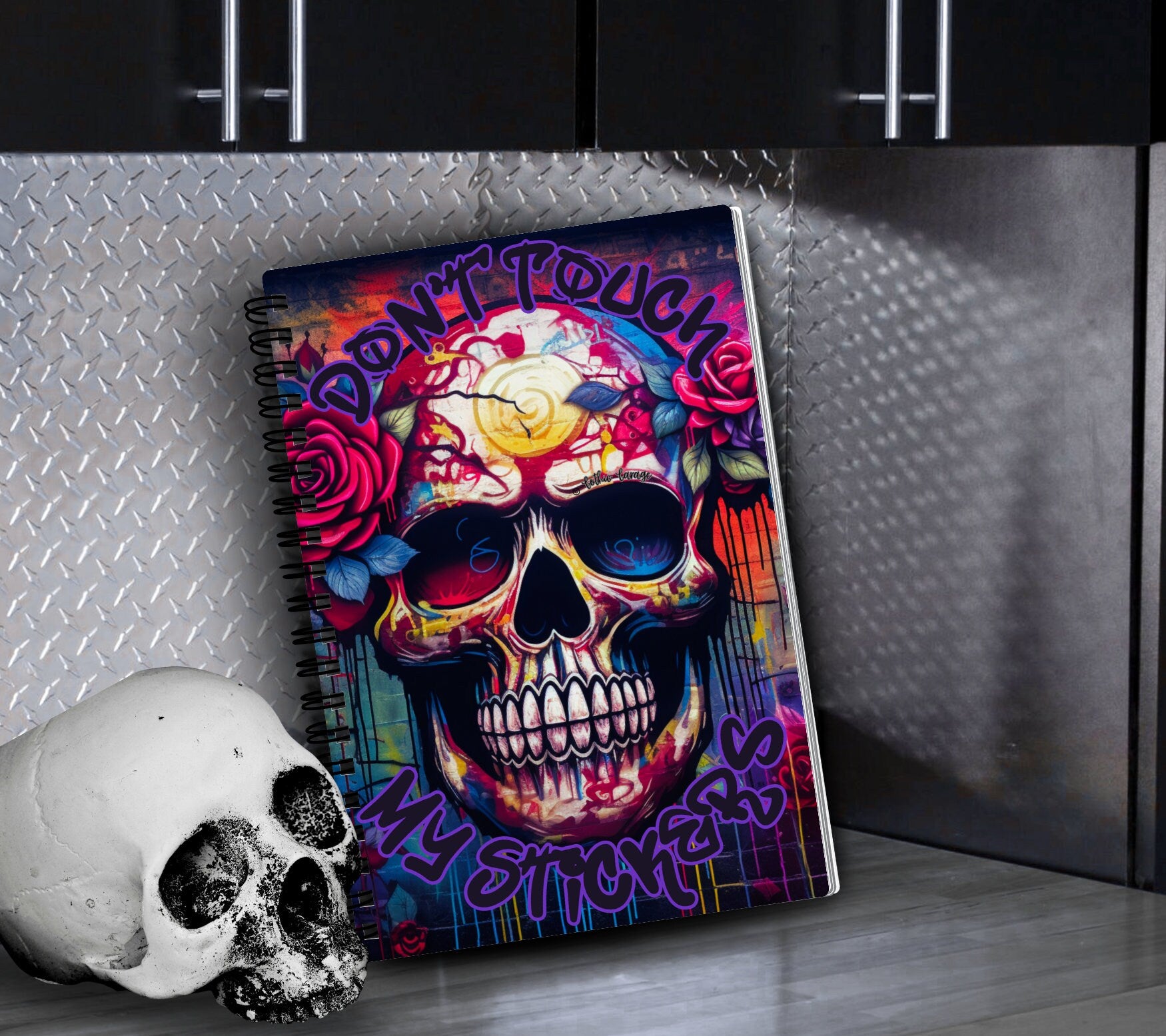 Goth Painted Skull Reusable Sticker Book, Gothic Vibe Sticker Album, Perfect Gift to Personalize for Goth Lovers & Sticker Collectors