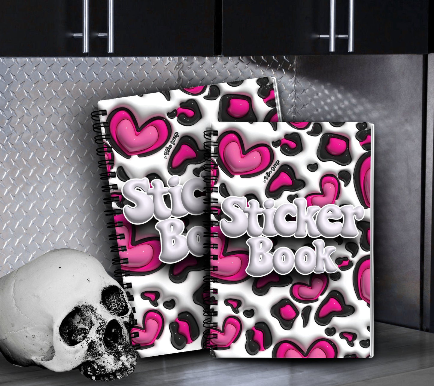 Leopard Hearts Reusable Sticker Book, Perfect Gift to Personalize, Kids and Adult Friendly Sticker Organizer