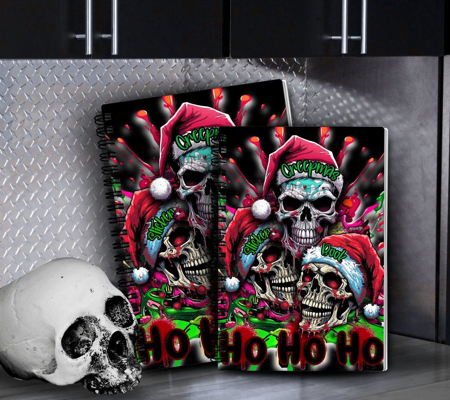 Merry Creepmas Skulls Reusable Sticker Book, Gothic Vibe Sticker Album, Perfect Gift to Personalize for Goth Lovers & Sticker Collectors