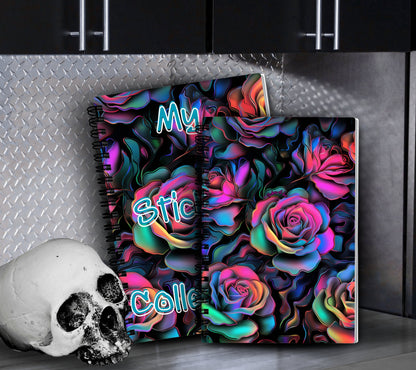 Neon Roses Reusable Sticker Book, Perfect Album for Floral Sticker Designs without Placement Commitments