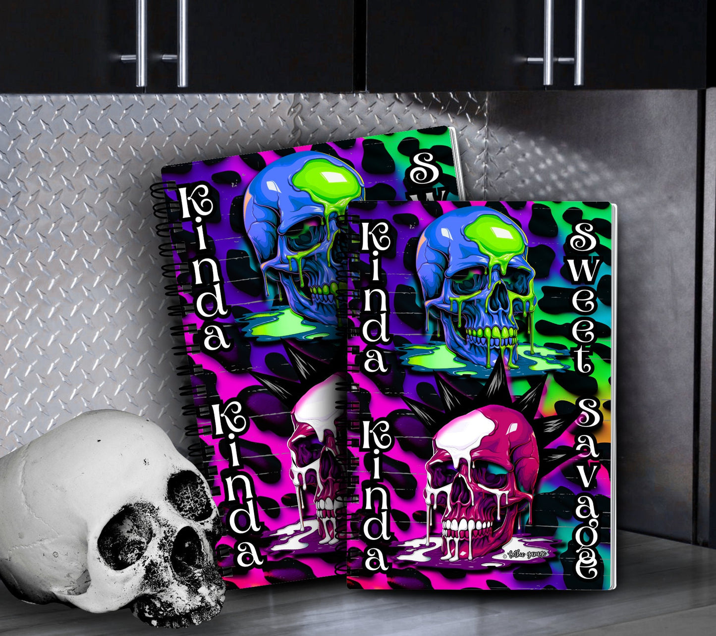 Savage Punk Skull Reusable Sticker Book, Gothic Vibe Sticker Album, Perfect Gift to Personalize for Goth Lovers & Sticker Collectors