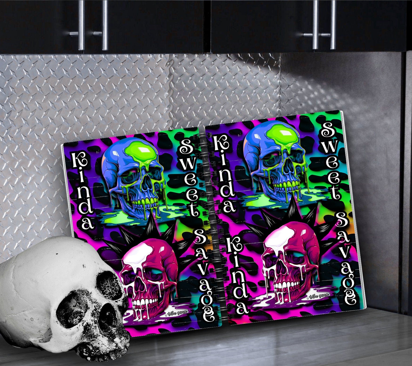 Savage Punk Skull Reusable Sticker Book, Gothic Vibe Sticker Album, Perfect Gift to Personalize for Goth Lovers & Sticker Collectors