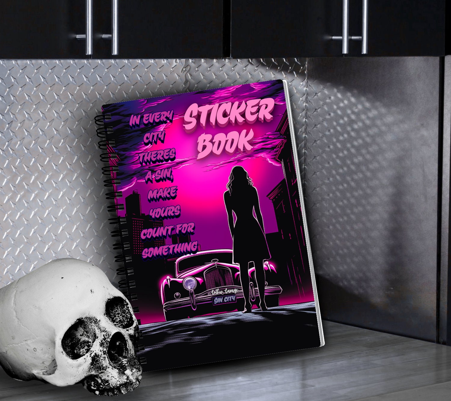 Sin City Comic Strip Reusable Sticker Book, Cartoon Vibe Sticker Album, Perfect Gift to Personalize for Comic Lovers & Sticker Collectors