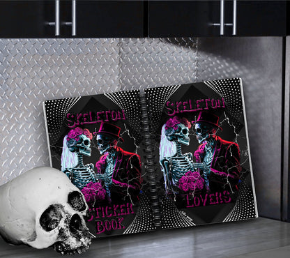 Skeleton Lovers Reusable Sticker Book, Gothic Vibe Sticker Album, Perfect Gift to Personalize for Goth Lovers & Sticker Collectors