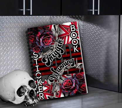 Trigger Warning Reusable Sticker Book, Gothic Vibe Sticker Album, Perfect Gift to Personalize for Goth Lovers & Sticker Collectors