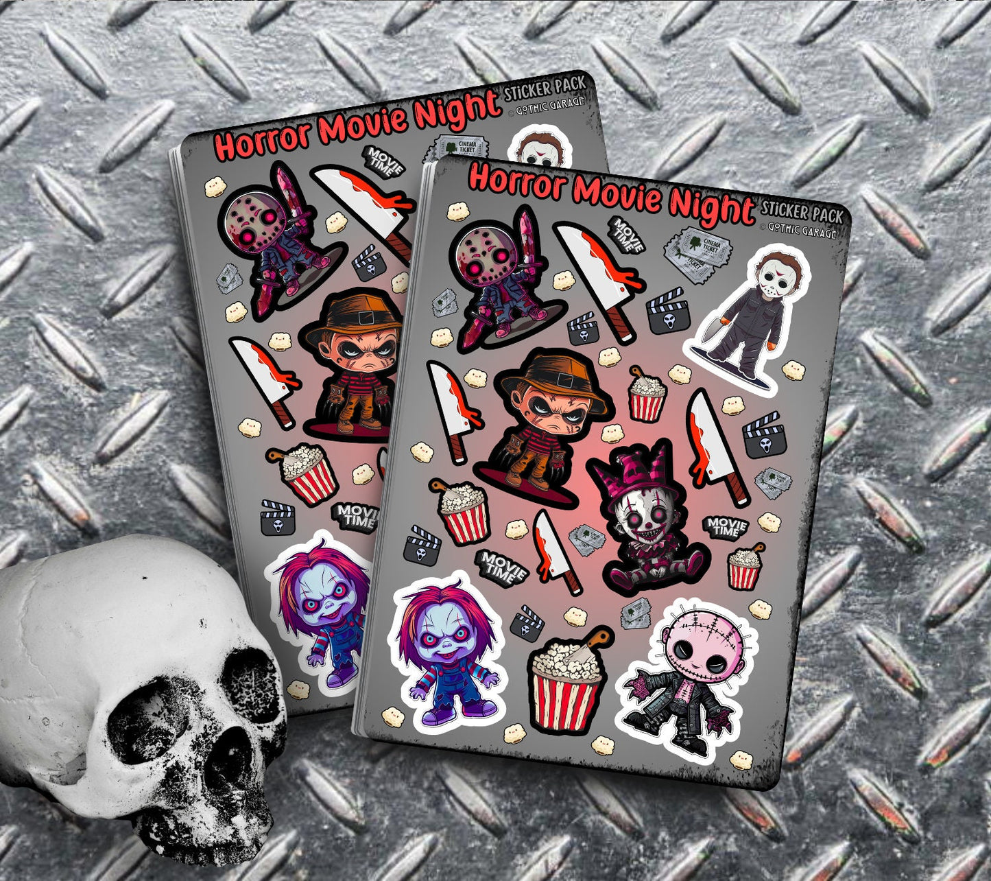 Horror Movie Night Sticker Sheets for Collecting and Scrapbooking - High-Quality, Vibrant Designs, Perfect Budget Friendly Gifts