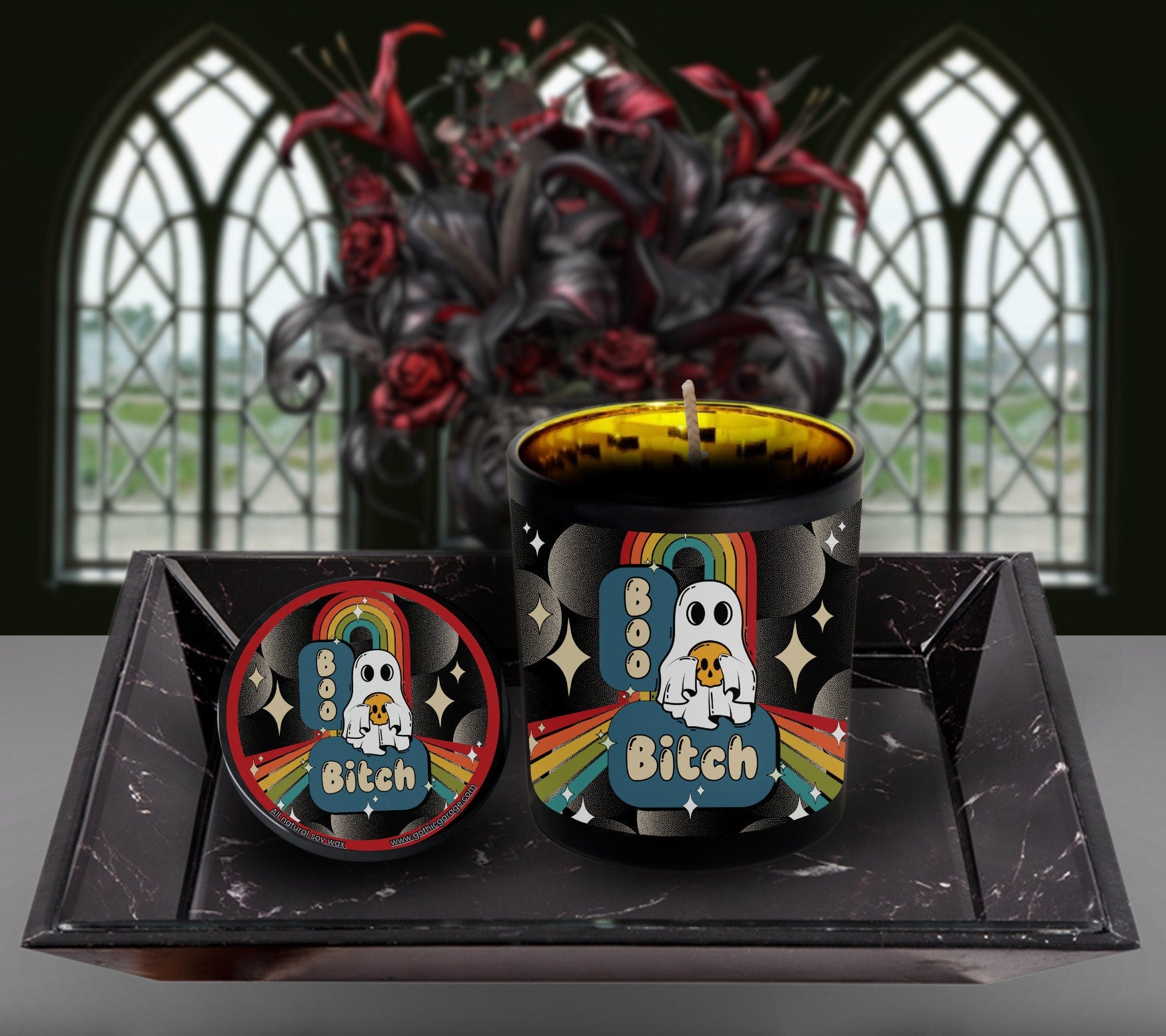 70’s Retro Boo Bitch Candle, Perfect Allure to Goth Home Decor for a Luxurious Experience, High-Quality Personalized Unique Goth Gifts