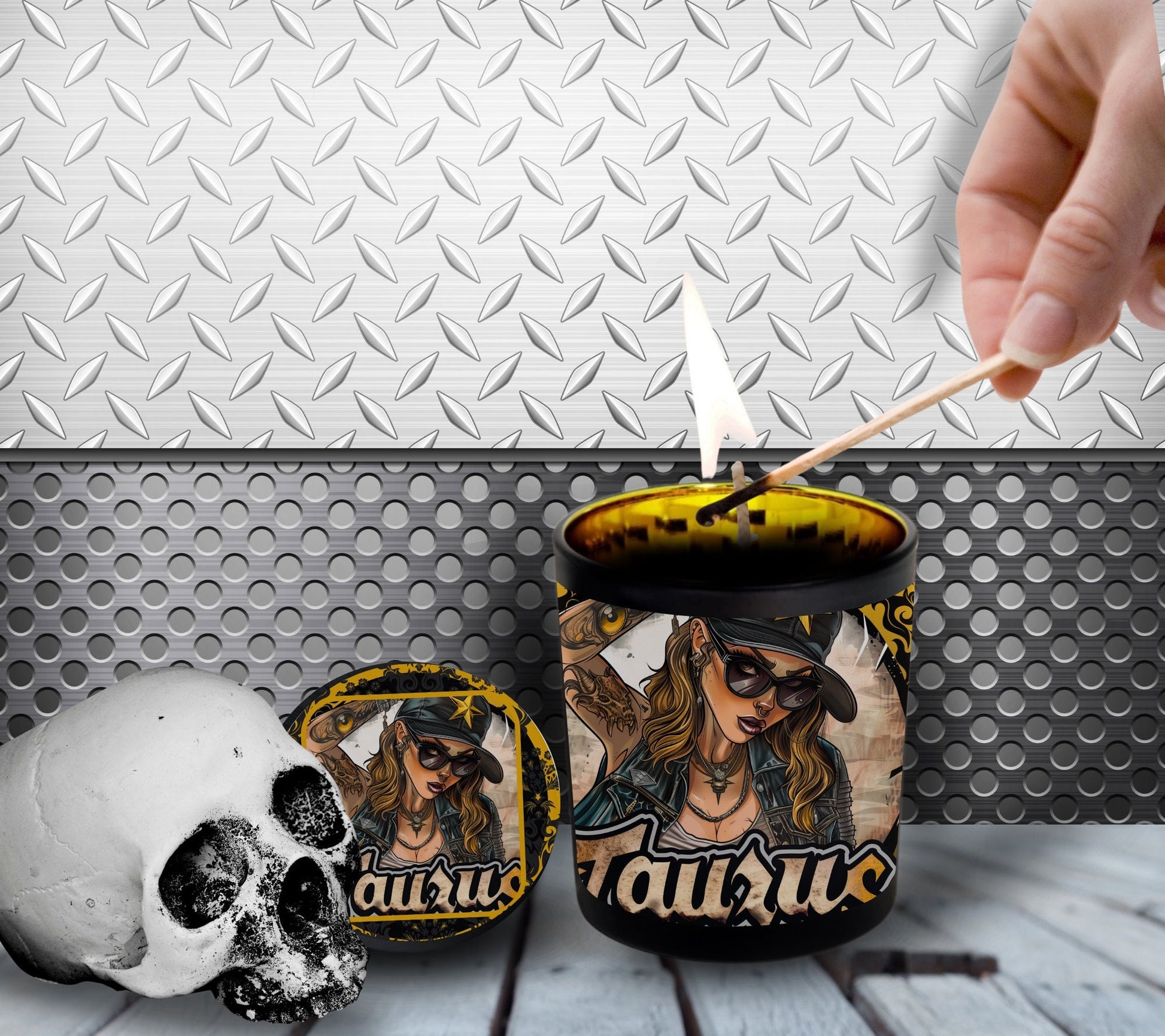 Taurus Gothic Zodiac Candle, Perfect Allure to Goth Home Decor for a Luxurious Experience, High-Quality Personalized Unique Goth Gifts