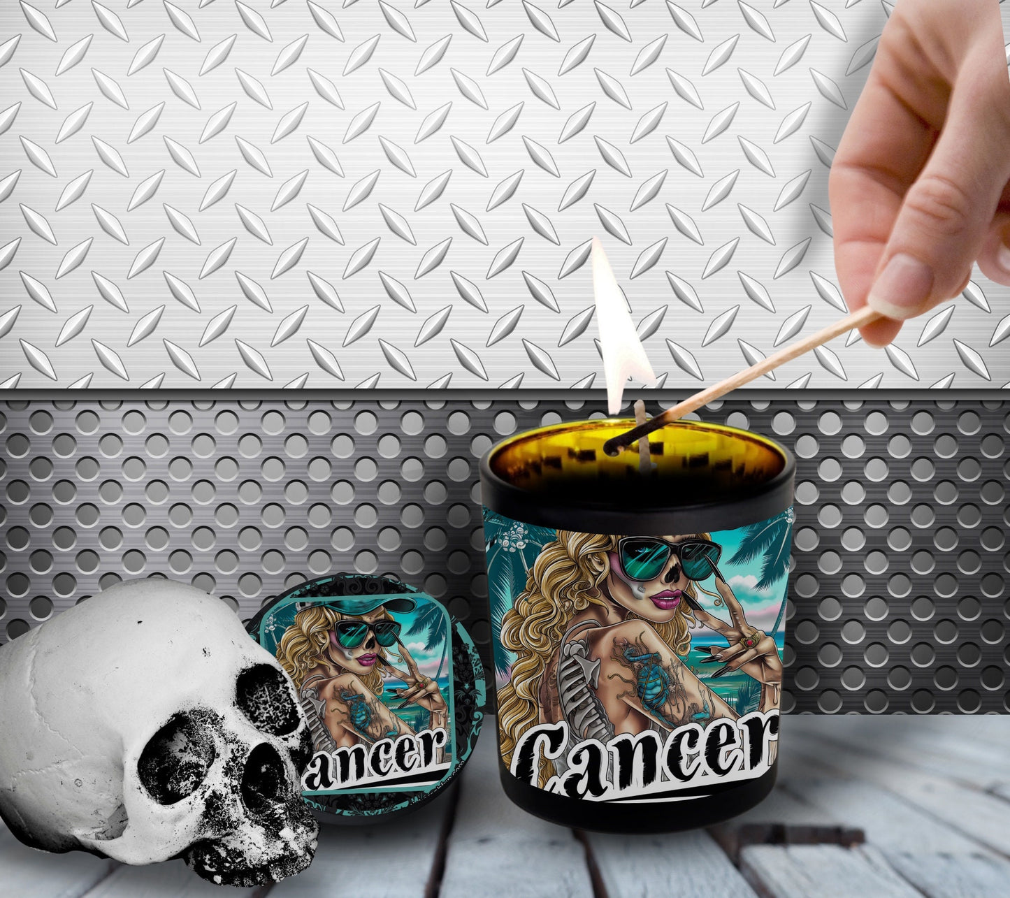 Cancer Gothic Zodiac Candle, Perfect Allure to Goth Home Decor for a Luxurious Experience, High-Quality Personalized Unique Goth Gifts