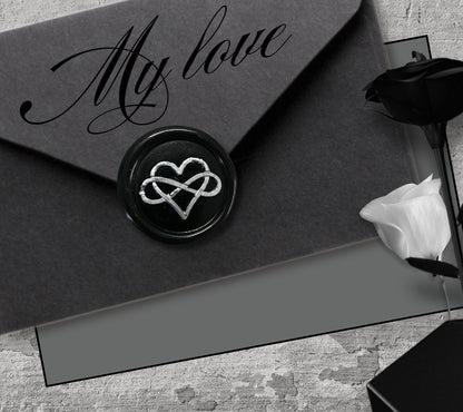 Infinity Heart Soy Wax Seal Sticker, Handpoured & Stamped, Elegant Addition for Gothic Wedding Envelopes and Invitations