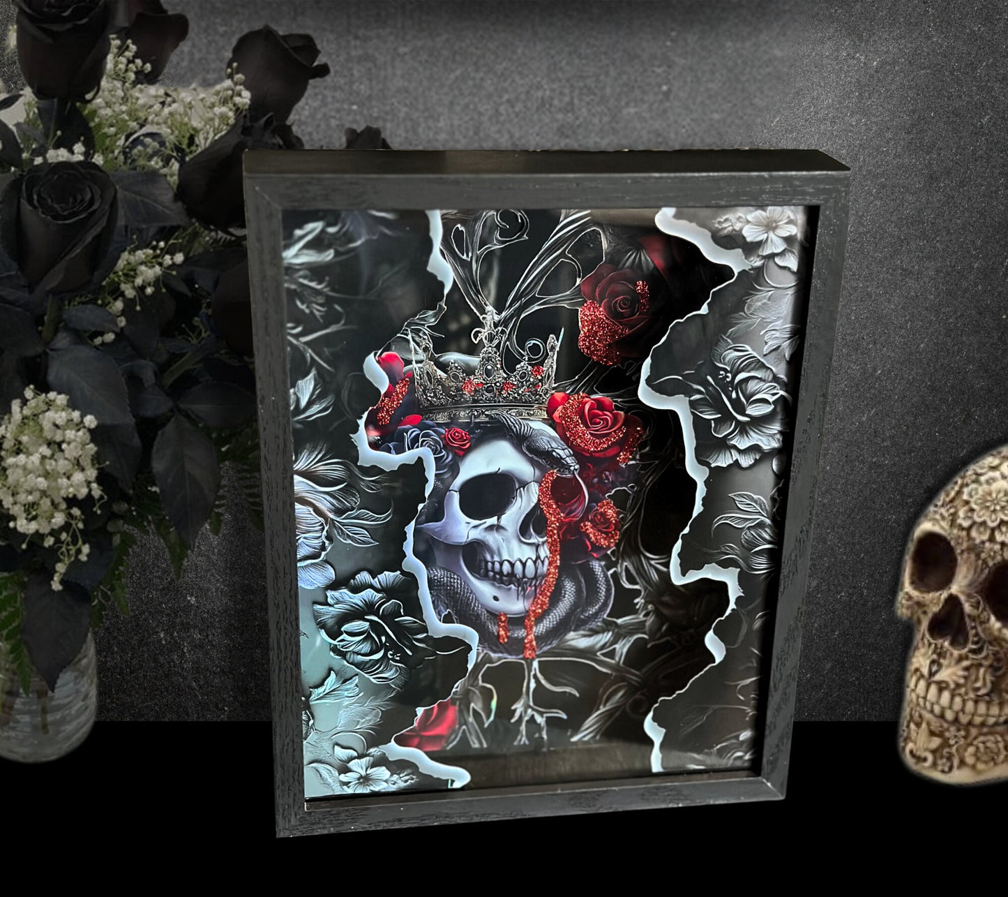 Gothic Skeleton Queen Shadowbox, Unique Dark Academia Wall Decor, Perfect Art for a Gothic Living Spcae