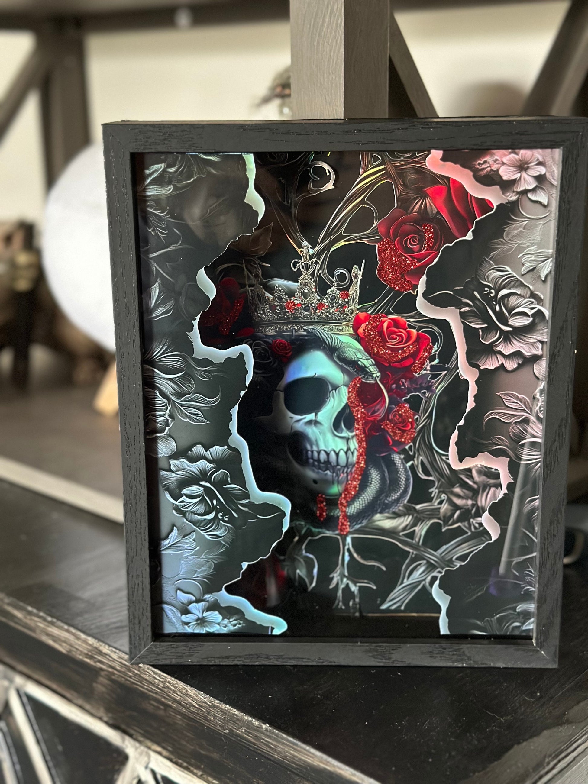 Gothic Skeleton Queen Shadowbox, Unique Dark Academia Wall Decor, Perfect Art for a Gothic Living Spcae