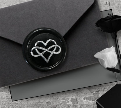 Infinity Heart Soy Wax Seal Sticker, Handpoured & Stamped, Elegant Addition for Gothic Wedding Envelopes and Invitations