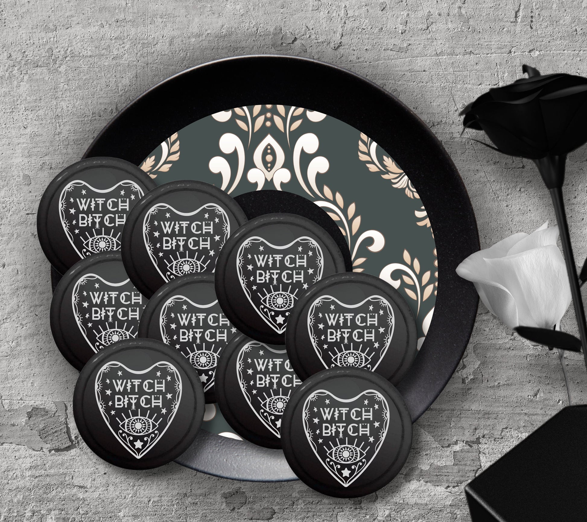 Witch Bitch Planchette Soy Wax Seal Sticker, Handpoured and Stamped, Elegant Addition for Gothic Wedding Envelopes and Invitations