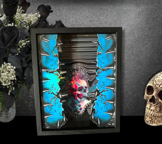 Punk Skull Guitarist Shadowbox, Unique Dark Academia Wall Decor, Perfect Art for a Gothic Living Spcae